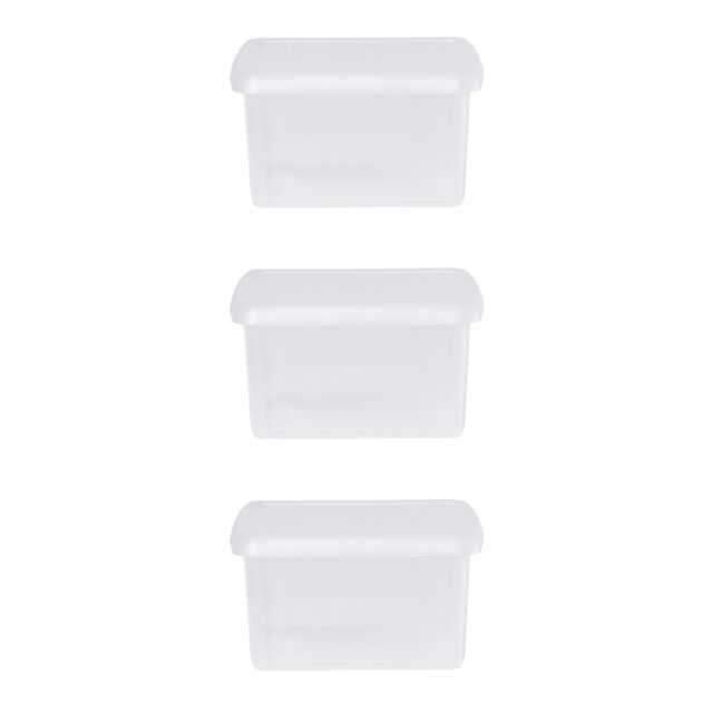 Wham Clip 3x 9L Square Plastic Storage Boxes with Clip Lock Lids in Clear - image 1