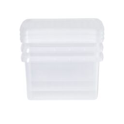 Wham Clip 3x 9L Square Plastic Storage Boxes with Clip Lock Lids in Clear - thumbnail 3