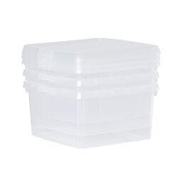 Wham Clip 3x 9L Square Plastic Storage Boxes with Clip Lock Lids in Clear - thumbnail 4