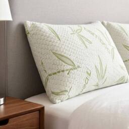 HOME LUXE INTERIOR Pack of 2 Bamboo Memory Foam Pillows - Breathable Orthopedic Support in White - thumbnail 7