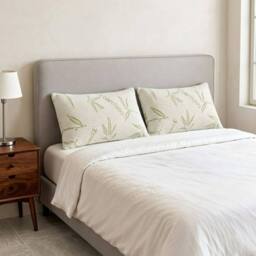 HOME LUXE INTERIOR Pack of 2 Bamboo Memory Foam Pillows - Breathable Orthopedic Support in White - thumbnail 5