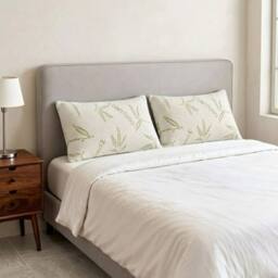 HOME LUXE INTERIOR Pack of 2 Bamboo Memory Foam Pillows - Breathable Orthopedic Support in White - thumbnail 1