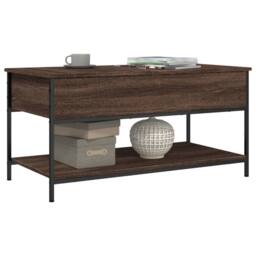 Berkfield Home Decorative Coffee Table Brown Oak 100x50x50 cm Engineered Wood an - Size: 100 x 50 x 50 cm - thumbnail 4
