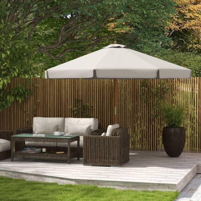 OUTSUNNY Garden Parasol Patio Umbrella with Ruffles Grey - image 1