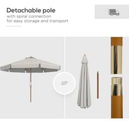 OUTSUNNY Garden Parasol Patio Umbrella with Ruffles Grey - thumbnail 4