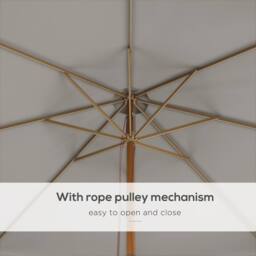 OUTSUNNY Garden Parasol Patio Umbrella with Ruffles Grey - thumbnail 6