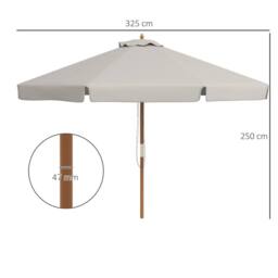 OUTSUNNY Garden Parasol Patio Umbrella with Ruffles Grey - thumbnail 3