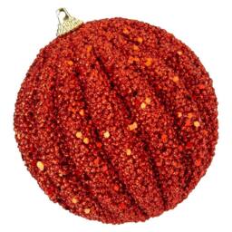 VFM e-Store Christmas Glitter Hanging Ball Decoration 12cm x 11cm Red X 1 - Size: 12 cm x 11 cm - thumbnail 1