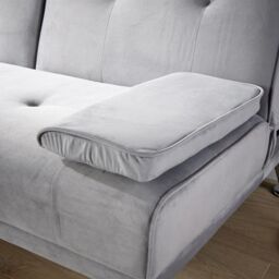 Home Source Double Sofa Bed Folding Chair Armrests Crushed Velvet Metal Legs Couch in Light Grey - thumbnail 8