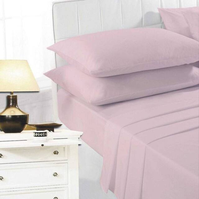 K Collection Percale Percale Fitted Sheet in Pink - Size: Double - image 1