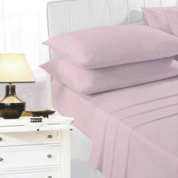 K Collection Percale Percale Fitted Sheet in Pink - Size: Double