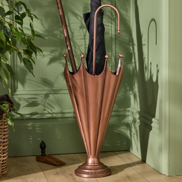 Dibor Vintage Copper Elegant Crown Design for Hallway or Entryway Umbrella Stand H75 x D30cm in Gold - image 1