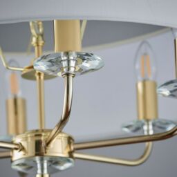 Loops 6 Bulb Ceiling Pendant Lamp & 2x Matching Twin Wall Light Modern Brass Plate in Metallics - thumbnail 4