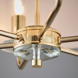 Loops 6 Bulb Ceiling Pendant Lamp & 2x Matching Twin Wall Light Modern Brass Plate in Metallics - thumbnail 3