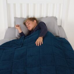 OHS Teddy Fleece Weighted Blanket Kids Anxiety Stress Relief Sleep Bed Soft Throw in Blue - thumbnail 3