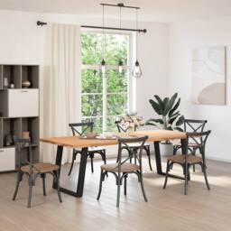 Berkfield Home vidXL Dining Table Legs U-Shaped 2 pcs Black 70x(72-73) cm Steel - thumbnail 3