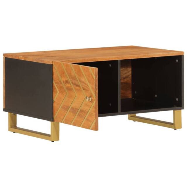 Berkfield Home Beautiful Coffee Table Brown & Black 80x50x40 cm Solid Wood Mango - Size: 80 x 50 x 40 cm - image 1