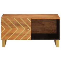 Berkfield Home Beautiful Coffee Table Brown & Black 80x50x40 cm Solid Wood Mango - Size: 80 x 50 x 40 cm - thumbnail 4