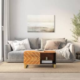 Berkfield Home Beautiful Coffee Table Brown & Black 80x50x40 cm Solid Wood Mango - Size: 80 x 50 x 40 cm - thumbnail 2