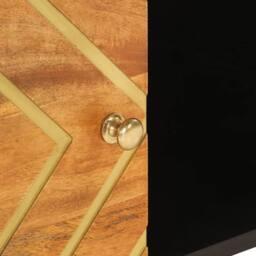 Berkfield Home Beautiful Coffee Table Brown & Black 80x50x40 cm Solid Wood Mango - Size: 80 x 50 x 40 cm - thumbnail 9