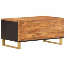 Berkfield Home Beautiful Coffee Table Brown & Black 80x50x40 cm Solid Wood Mango - Size: 80 x 50 x 40 cm - thumbnail 6