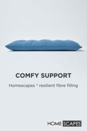 Homescapes Seat Pad Luxury 100% Cotton Indoor Outdoor Garden Cushion, Button Tie, 40cm in Blue - thumbnail 4