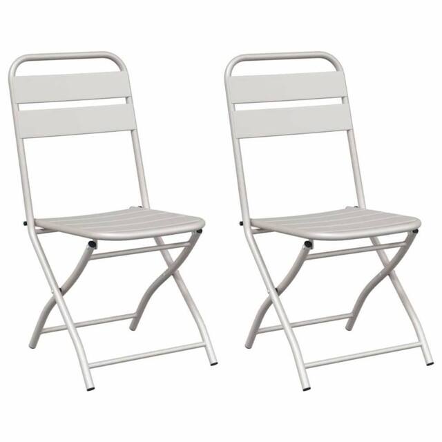 Berkfield Home Folding Garden Chairs 2 pcs Beige 42x52x82 cm Powder-coated Steel - Size: 42 x 52 x 82 cm - image 1