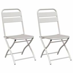 Berkfield Home Folding Garden Chairs 2 pcs Beige 42x52x82 cm Powder-coated Steel - Size: 42 x 52 x 82 cm - thumbnail 1