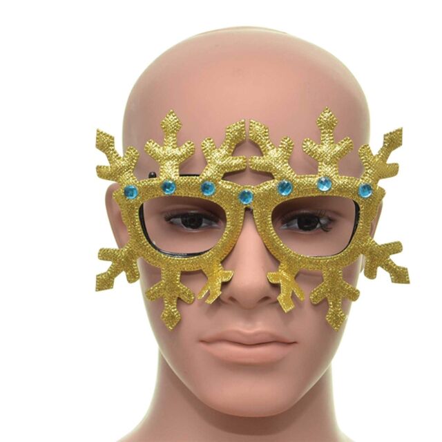 Shatchi Novelty Glitter Gold Snowflake Christmas Glasses Christmas Party Props Photo Booth Accessories Stocking Fillers - image 1
