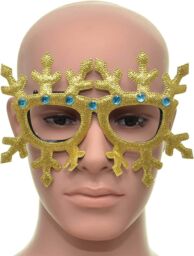 Shatchi Novelty Glitter Gold Snowflake Christmas Glasses Christmas Party Props Photo Booth Accessories Stocking Fillers - thumbnail 2