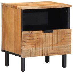 Berkfield Home Bedside Cabinet 40x33x46 cm Solid Wood Acacia in Brown - Size: 40 x 33 x 46 cm - thumbnail 1