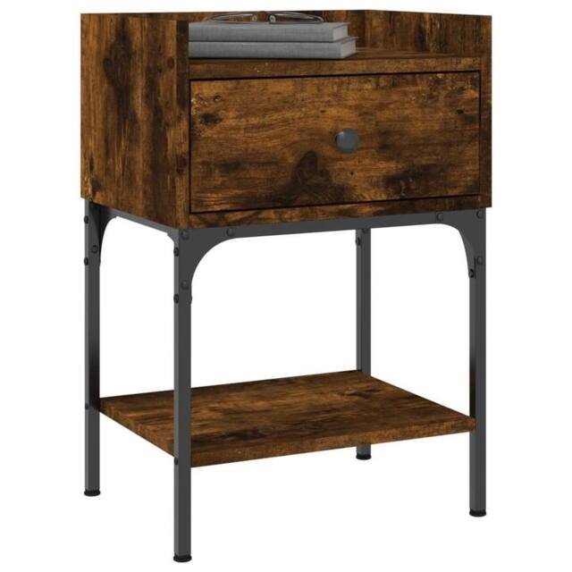 Berkfield Home Elegant Bedside Table Smoked Oak 40.5x31x60 cm Engineered Wood in Brown - image 1