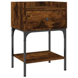 Berkfield Home Elegant Bedside Table Smoked Oak 40.5x31x60 cm Engineered Wood in Brown - thumbnail 3