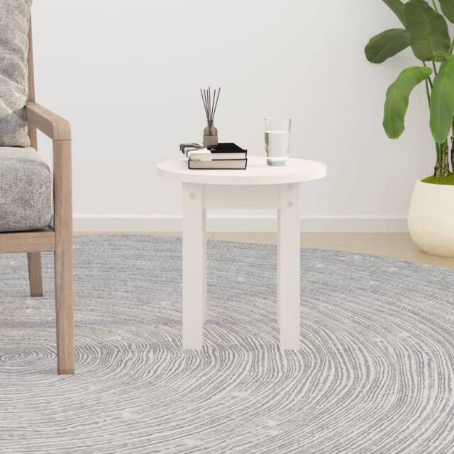 Berkfield Home Beautiful Coffee Table White Ø 35x35 cm Solid Wood Pine - image 1