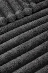 Dyzi Ribbed Jacquard Fleece Bed Blanket Throw 150x200cm Charcoal Grey in Dark Grey - Size: 150 cm x 200 cm - thumbnail 3