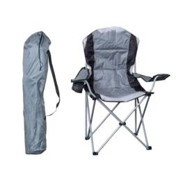 Samuel Alexander Luxury Padded High Back Outdoor Folding Chair with Cupholder in Grey - thumbnail 9