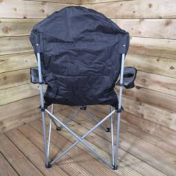 Samuel Alexander Luxury Padded High Back Outdoor Folding Chair with Cupholder in Grey - thumbnail 4