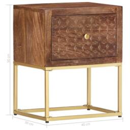 Berkfield Home Beautiful Bedside Cabinet 40x30x50 cm Solid Mango Wood in Brown - Size: 40 x 30 x 50 cm - thumbnail 7