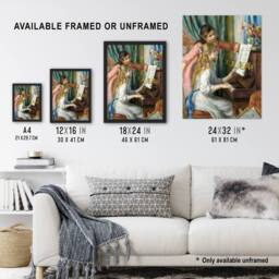 "Artery8 Two Young Girls at the Piano Renoir Vintage Wall Art Print Poster - Size: W18"" x H24""" - thumbnail 3