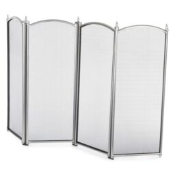 LIVIVO 4-Panel Nickel Coated Fireguard in Silver