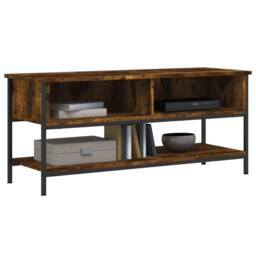 Berkfield Home TV Cabinet Smoked Oak 100x35x45 cm Engineered Wood in Brown - Size: 100 x 35 x 45 cm - thumbnail 3