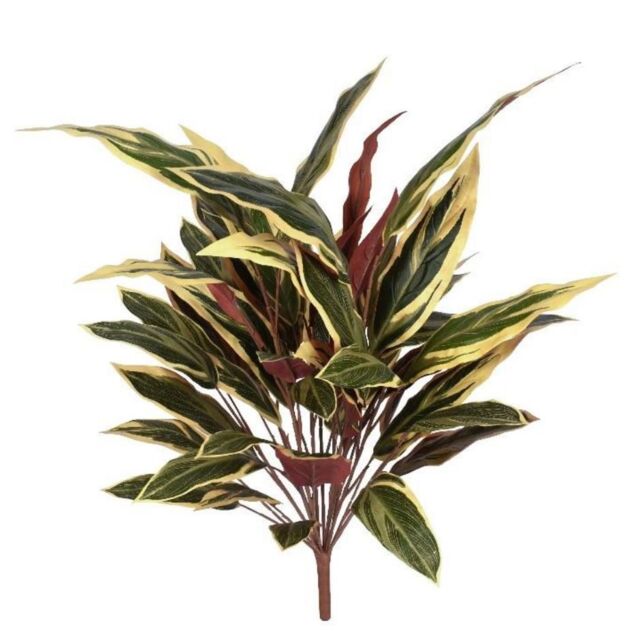 Leaf 90cm Fire Retardant Caladium Bush with white edge x15w/49Lvs in Green - image 1