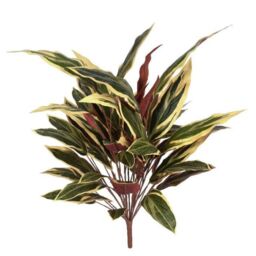 Leaf 90cm Fire Retardant Caladium Bush with white edge x15w/49Lvs in Green - thumbnail 1