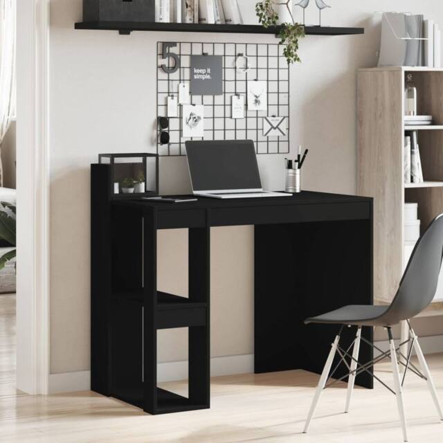 Berkfield Home Office Desk Black 103.5x56.5x94 cm Engineered Wood - image 1