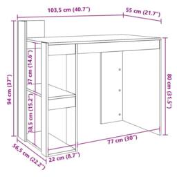 Berkfield Home Office Desk Black 103.5x56.5x94 cm Engineered Wood - thumbnail 9