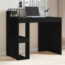 Berkfield Home Office Desk Black 103.5x56.5x94 cm Engineered Wood - thumbnail 2