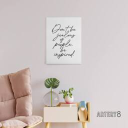 "Artery8 Don't Be Jealous Be Inspired Black White Simple Canvas Wall Art Print - Size: W24"" x H32""" - thumbnail 3