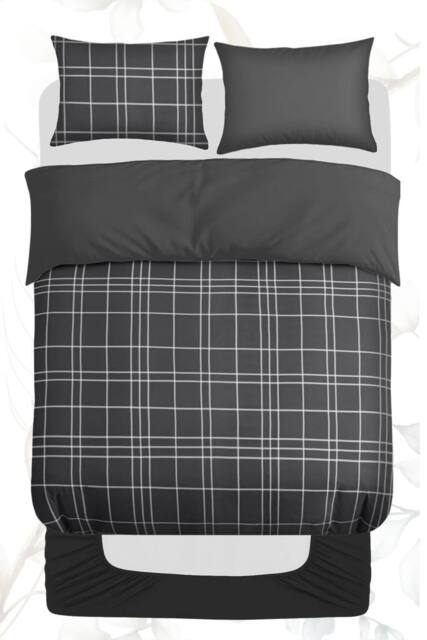 Grace Premium 4 Pack Super Soft Duvet Cover Set with Fitted Sheet in Charcoal - Size: Single - image 1