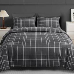 Grace Premium 4 Pack Super Soft Duvet Cover Set with Fitted Sheet in Charcoal - Size: Single - thumbnail 3