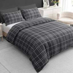 Grace Premium 4 Pack Super Soft Duvet Cover Set with Fitted Sheet in Charcoal - Size: Single - thumbnail 2